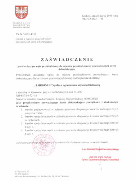 decyzją Marszałka Województwa Małopolskiego